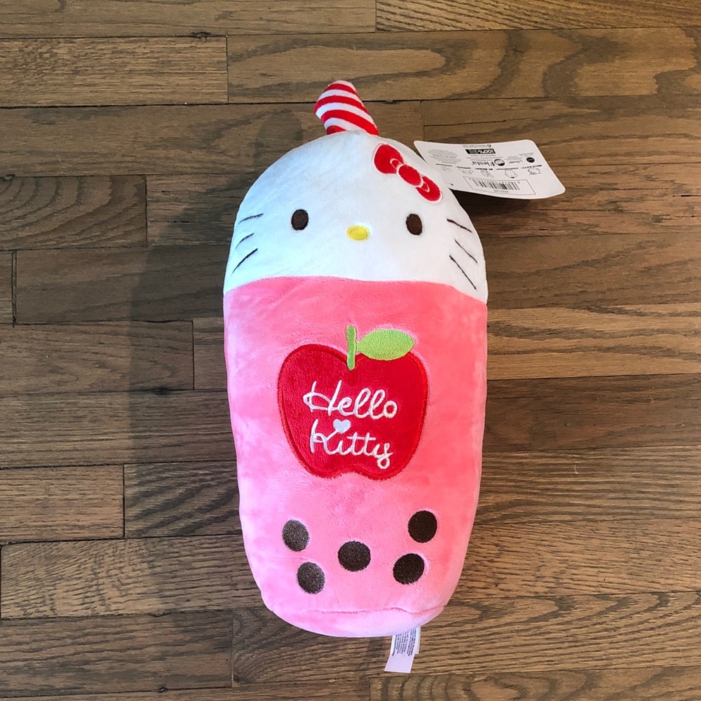 NWT 15-inch Sanrio Hello Kitty Pink Bubble Tea Boba Buddy with Red Bow